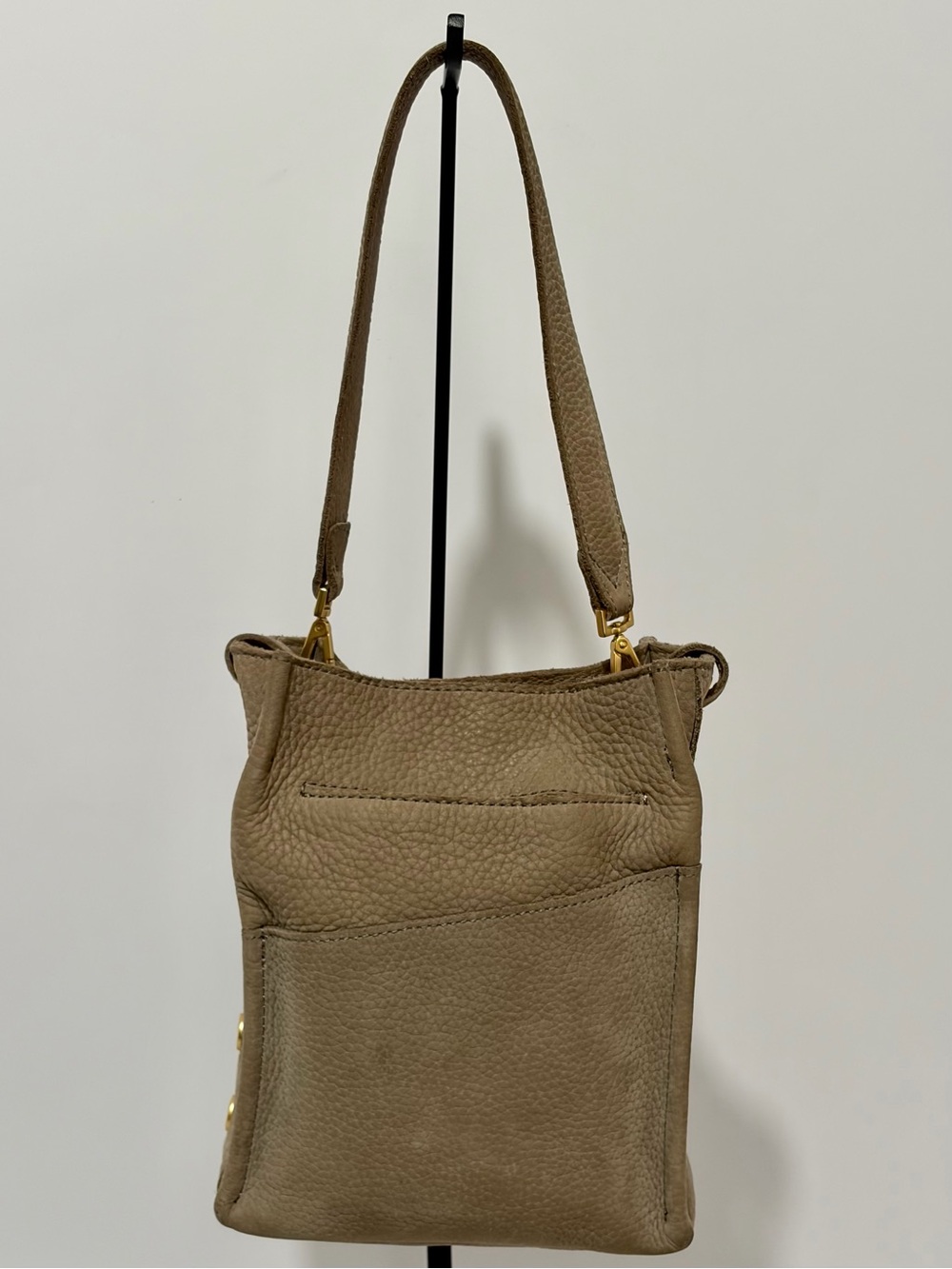 Hammitt Davis Medium Shoulder Bag In Natural Grey Nubuck Brushed Gold Hardware - Picture 7 of 11